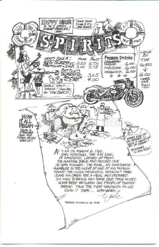 Earle of Sandwich Pub - Hilton Head Island, SC menu_pic