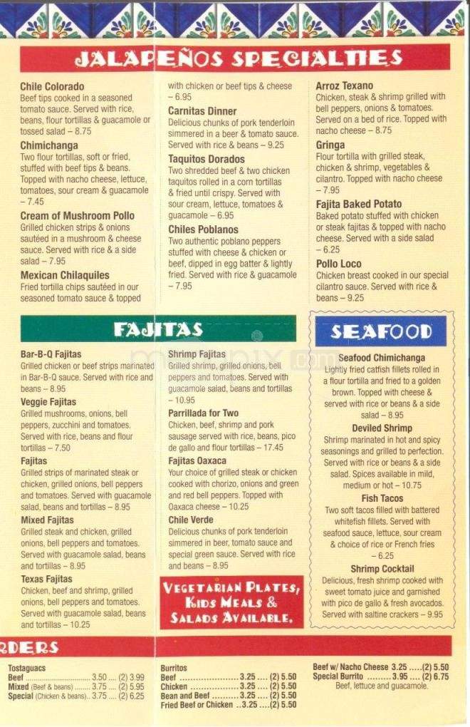 Jalapenos Mexican Grill - Hilton Head Island, SC menu_pic