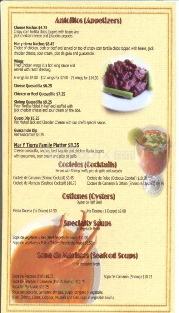 Mar Y Tierra - Hilton Head Island, SC menu_pic