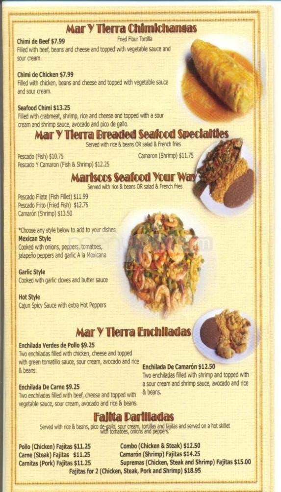 Mar Y Tierra - Hilton Head Island, SC menu_pic