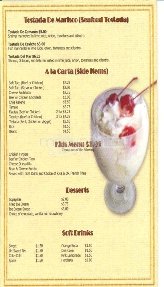 Mar Y Tierra - Hilton Head Island, SC menu_pic