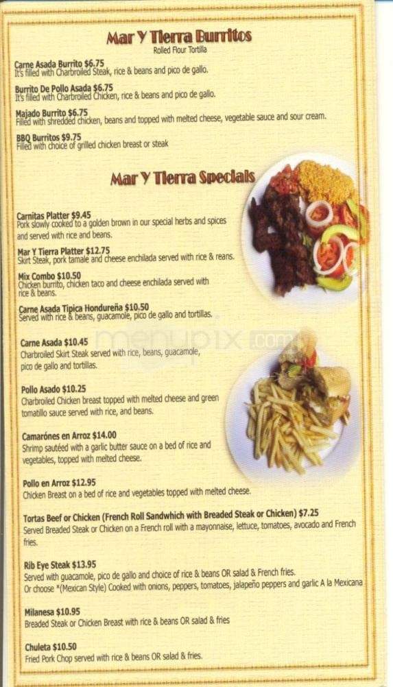 Mar Y Tierra - Hilton Head Island, SC menu_pic
