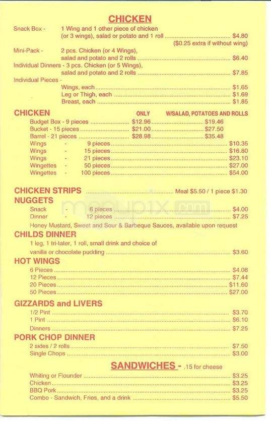 Maryland Fried Chicken - Bainbridge, GA menu_pic