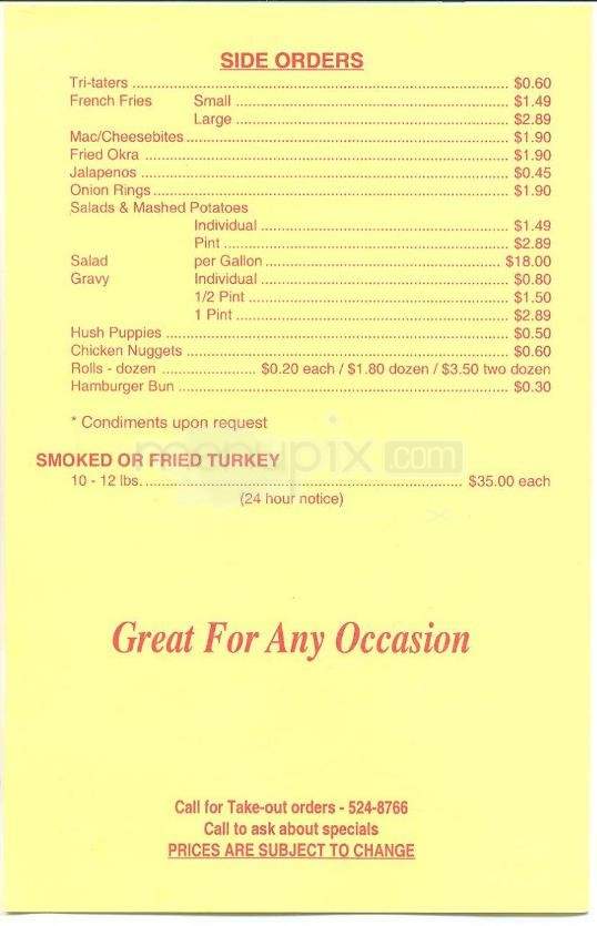 Maryland Fried Chicken - Bainbridge, GA menu_pic
