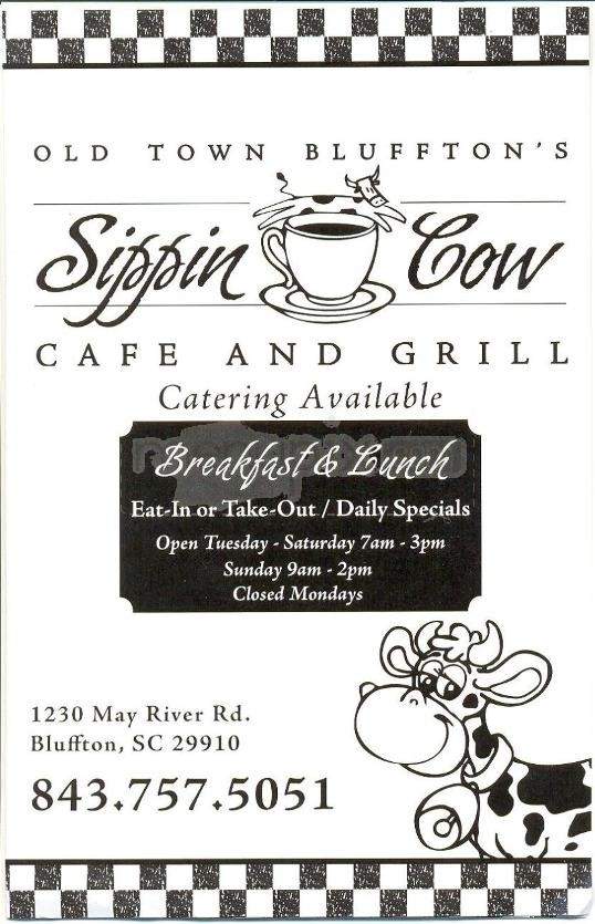 Sippin Cow Cafe - Bluffton, SC menu_pic