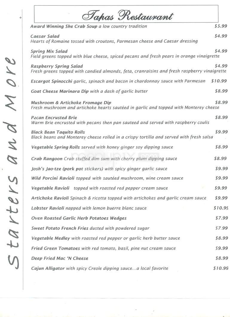 Tapas Restaurant - Hilton Head Island, SC menu_pic