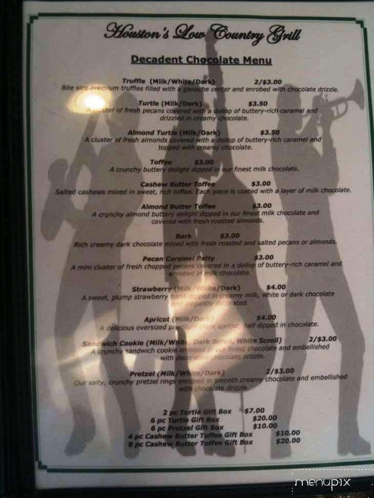 Houston's Low Country Grill - Columbia, SC menu_pic