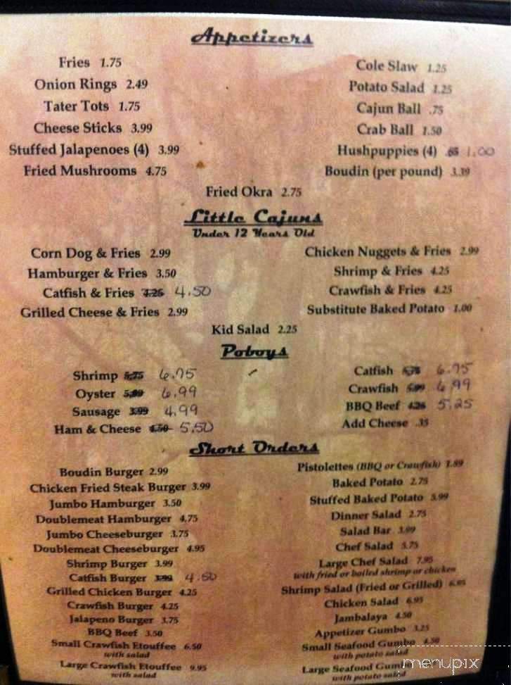 Hollier Cajun Kitchen - Sulphur, LA menu_pic