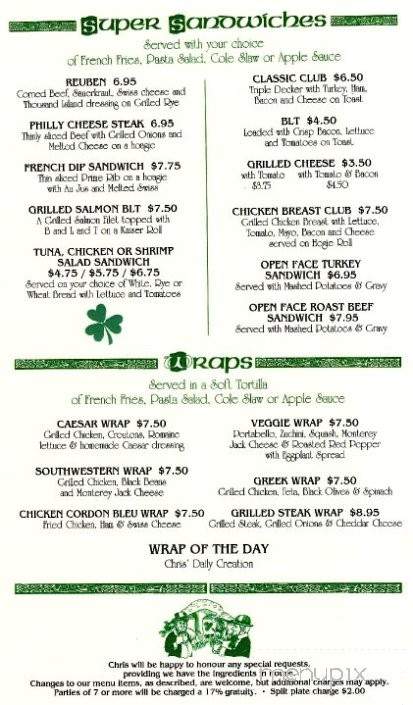 Horigan's Tavern - Elmira, NY menu_pic