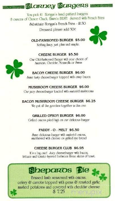 Horigan's Tavern - Elmira, NY menu_pic