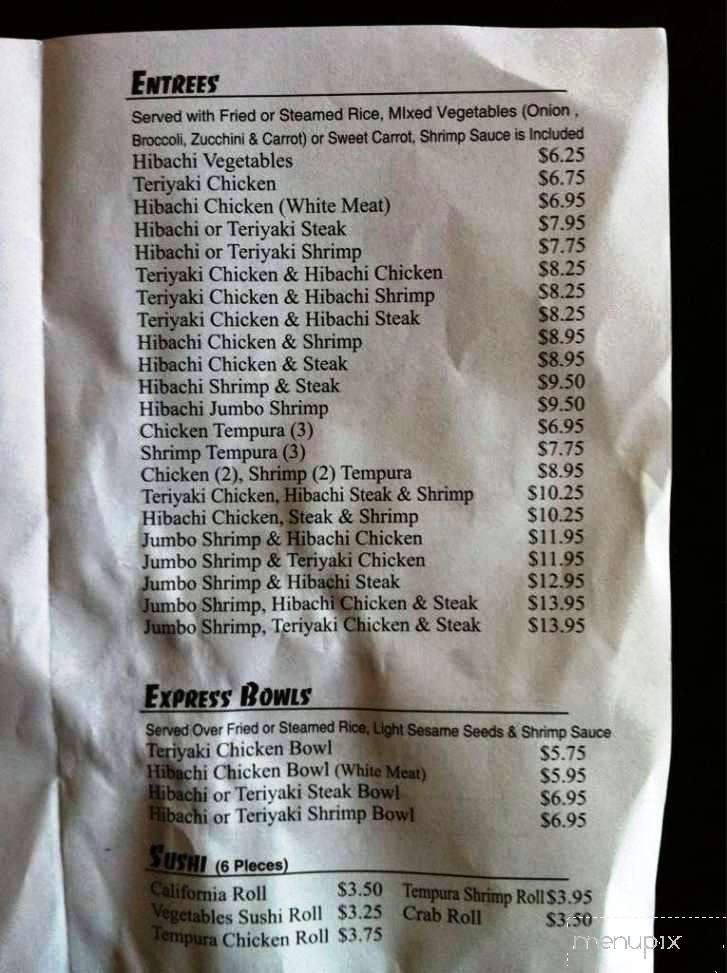 Hibachi Express - Dallas, GA menu_pic