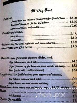 Isabel's Taqueria and Pupuseria - Sacramento, CA menu_pic