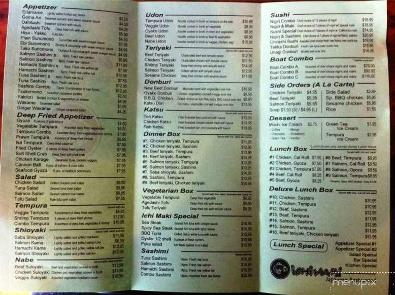 Ichi Maki - Rancho Cordova, CA menu_pic