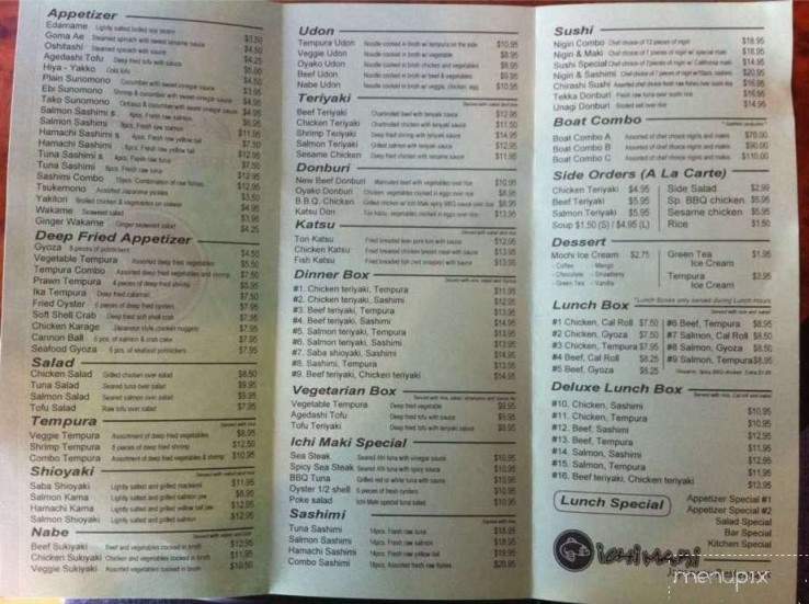 Ichi Maki - Rancho Cordova, CA menu_pic