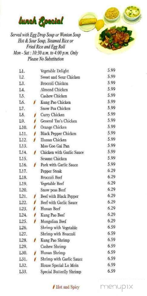 Menu of Jojos China Bistro in Beaumont TX 77706