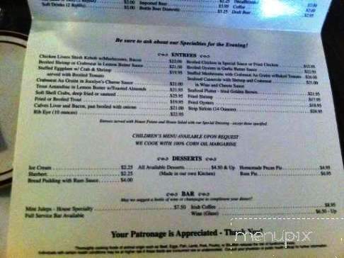Jocelyn's - Ocean Springs, MS menu_pic
