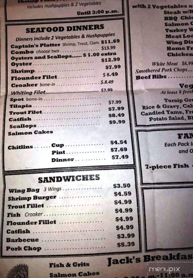 Jack's Seafood Market - Raleigh, NC menu_pic