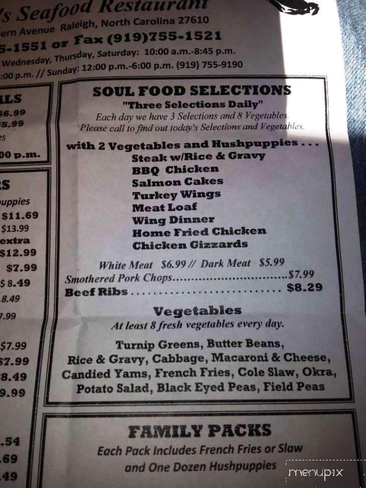 Jack's Seafood Market - Raleigh, NC menu_pic