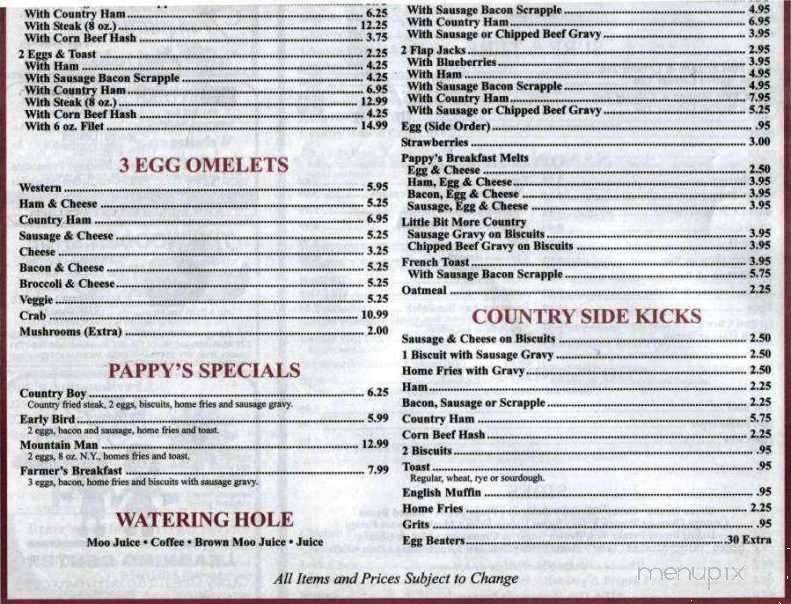 John's Family Restaurant - Rippon, WV menu_pic