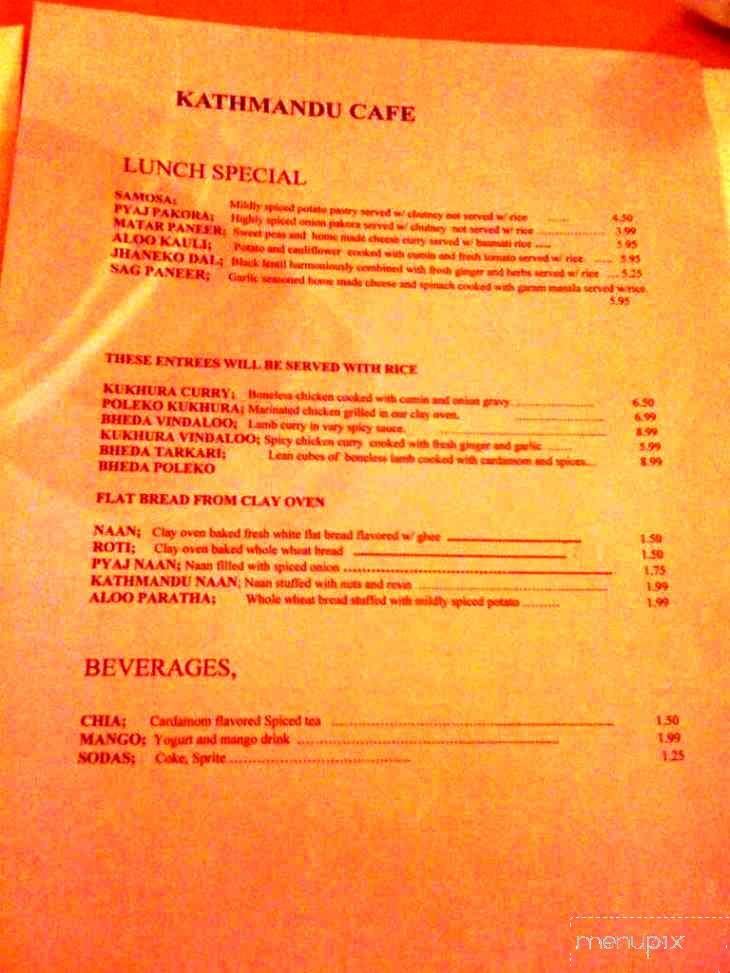 Kathmandu Cafe - Asheville, NC menu_pic