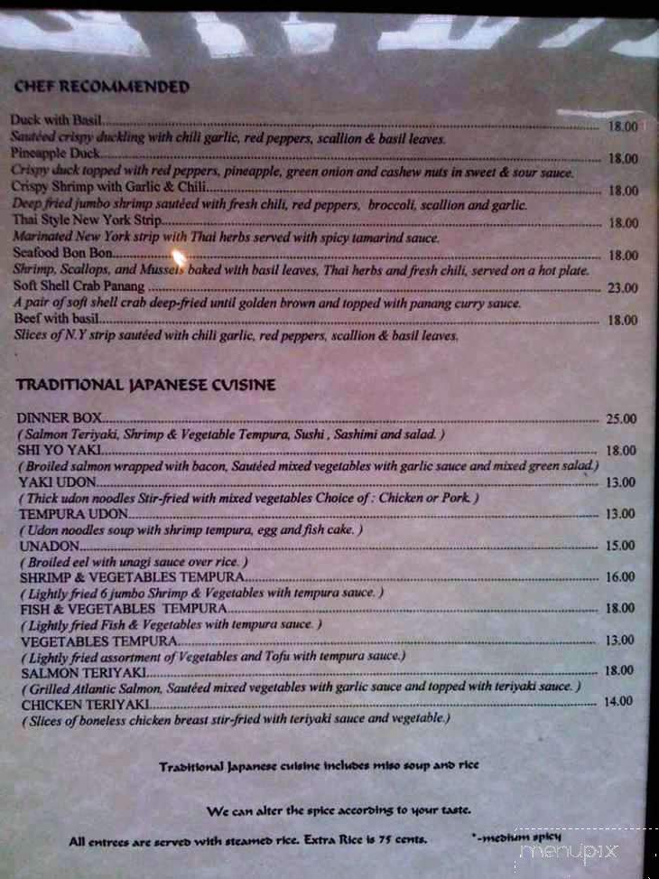 Kazu Thai & Japanese Cuisine - Shepherdstown, WV menu_pic
