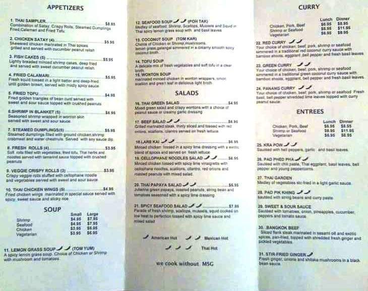 Khao Thai - Erie, PA menu_pic