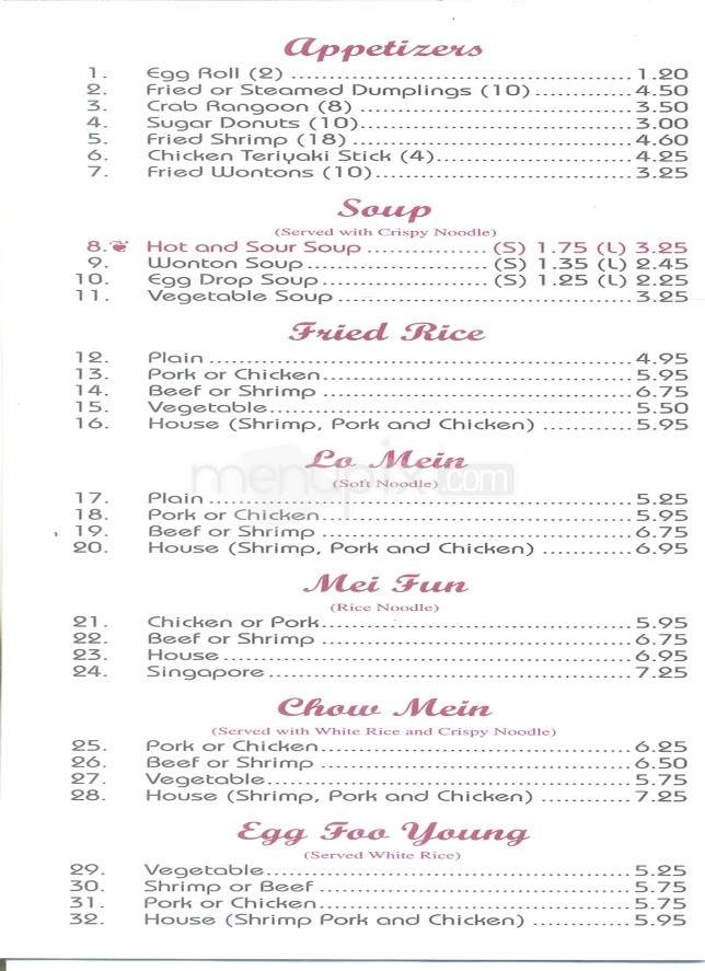 China Wok Buffet - Winfield, KS menu_pic