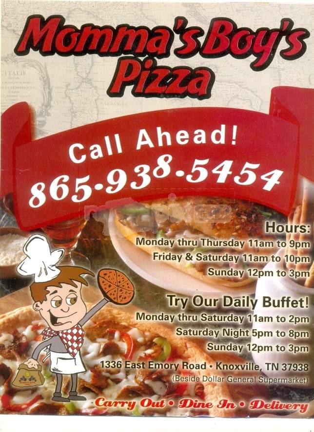 Momma's Boy Pizza - Knoxville, TN menu_pic
