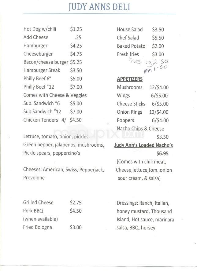 Judy Ann's Deli - Knoxville, TN menu_pic