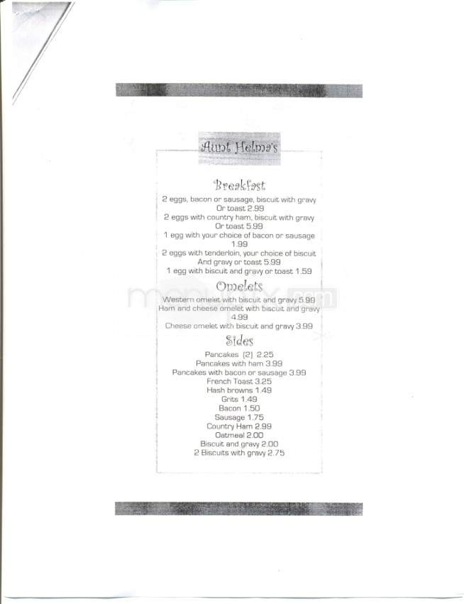 Aunt Helma's Restaurant - Knoxville, TN menu_pic