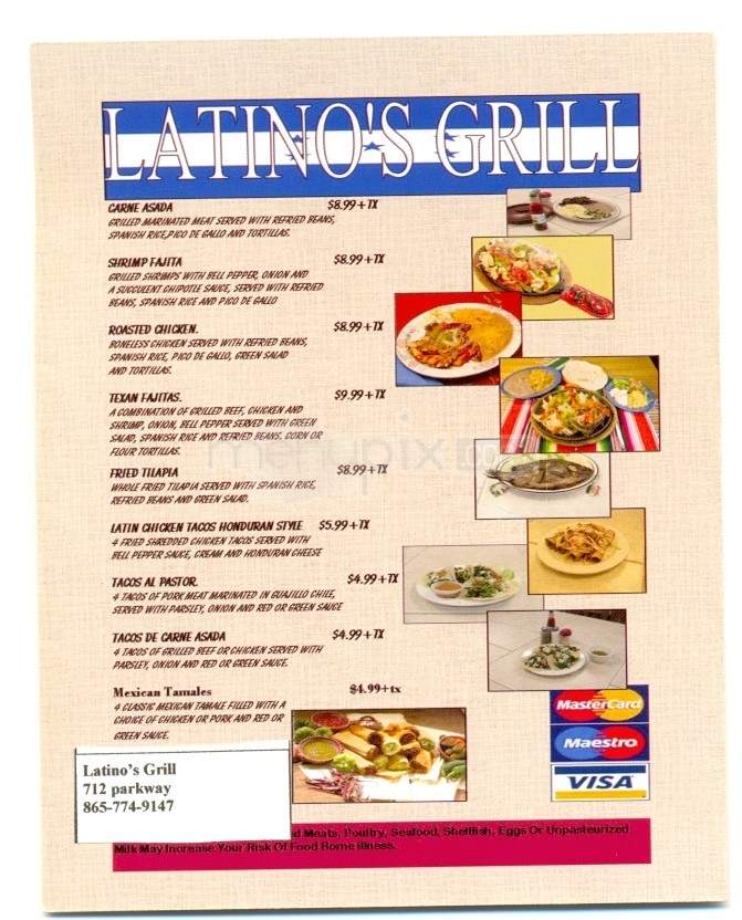 Latino's Grill - Sevierville, TN menu_pic