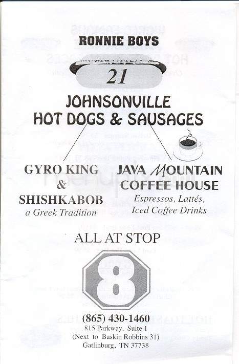 Java Mountain Coffee House - Gatlinburg, TN menu_pic