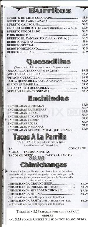 El Cantarito - Lenoir City, TN menu_pic