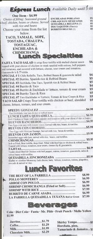 El Cantarito - Lenoir City, TN menu_pic