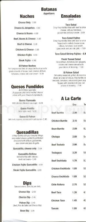 El Patron - Loudon, TN menu_pic