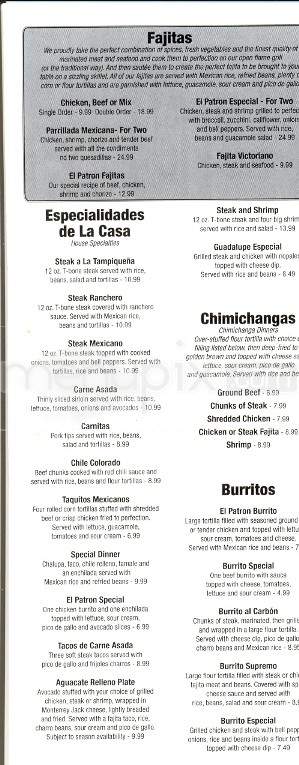 El Patron - Loudon, TN menu_pic