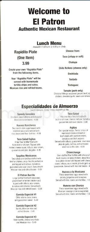 El Patron - Loudon, TN menu_pic