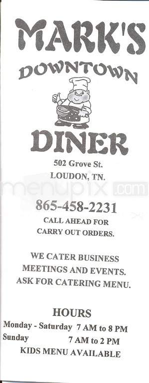 Mark's Downtown Diner - Loudon, TN menu_pic