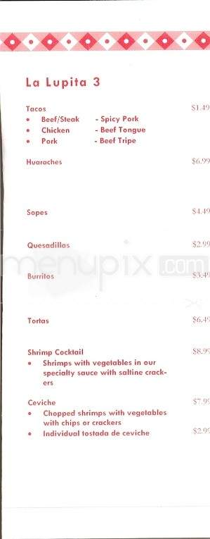 La Lupita 3 - Loudon, TN menu_pic