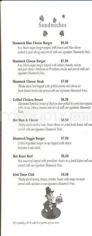 The Shamrock Lounge - Gatlinburg, TN menu_pic