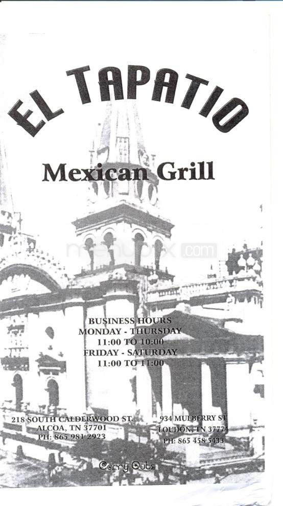 El Tapatio Mexican Grill - Loudon, TN menu_pic