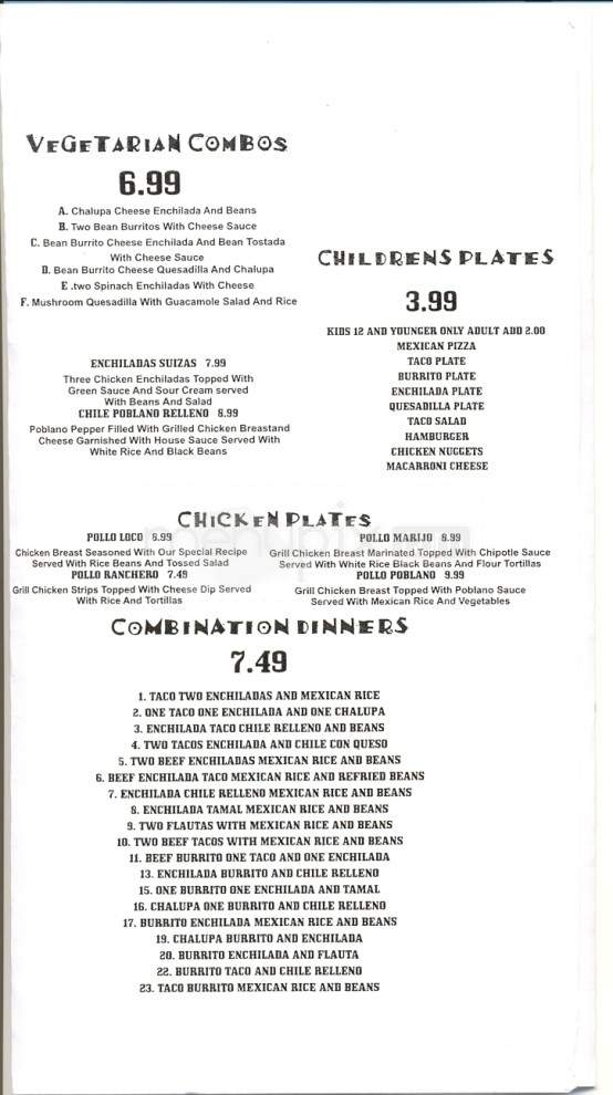 El Tapatio Mexican Grill - Loudon, TN menu_pic