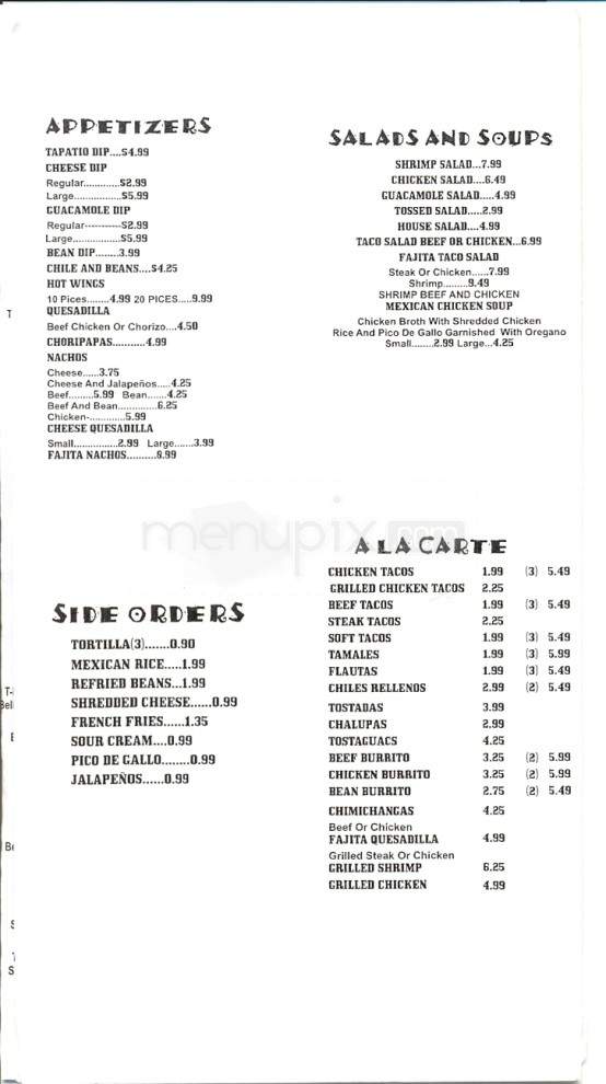 El Tapatio Mexican Grill - Loudon, TN menu_pic