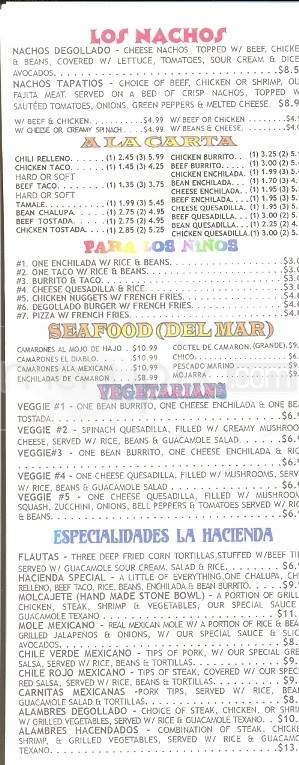 Hacienda Degollado - Oak Ridge, TN menu_pic