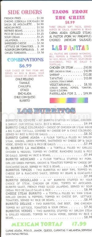 Hacienda Degollado - Oak Ridge, TN menu_pic