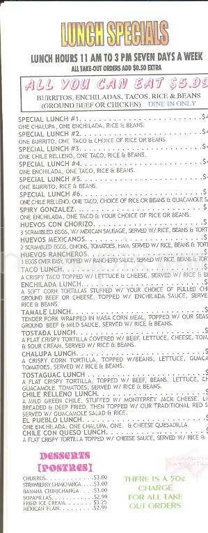 Hacienda Degollado - Oak Ridge, TN menu_pic