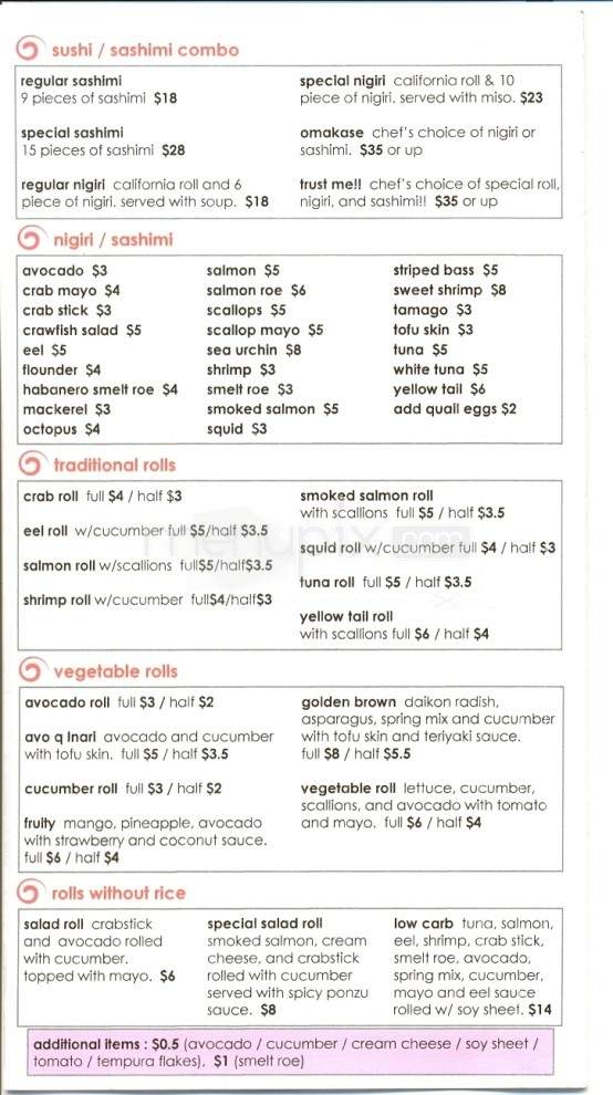 Anaba Japanese Cuisine - Maryville, TN menu_pic