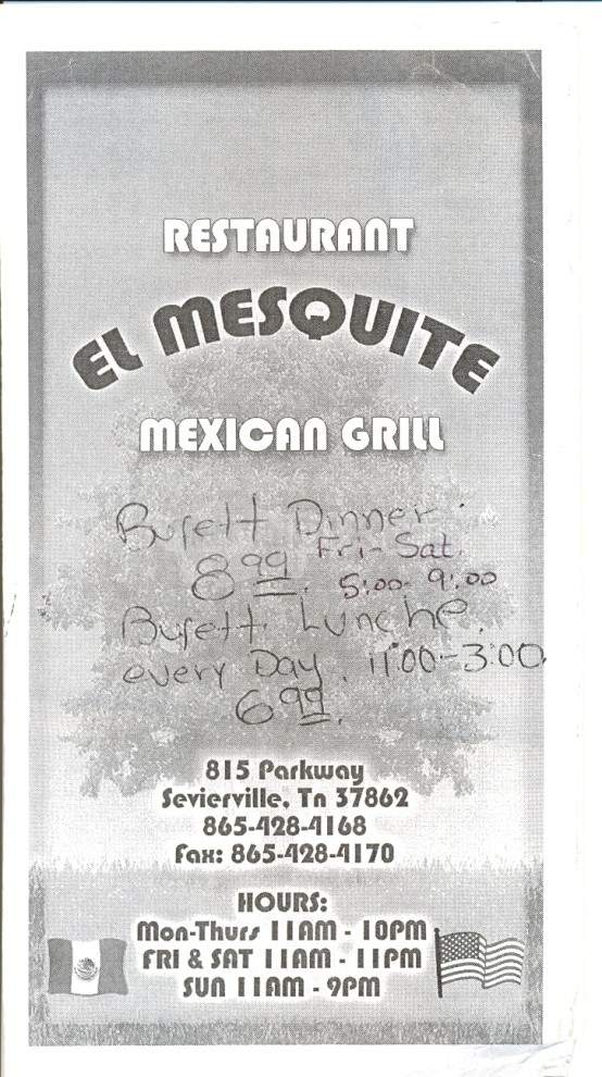 El Mesquite Mexican Grill - Sevierville, TN menu_pic
