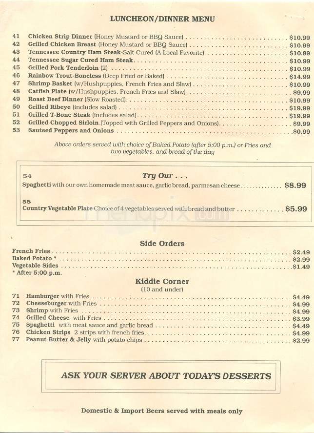 AJ's Hearth & Kettle - Townsend, TN menu_pic