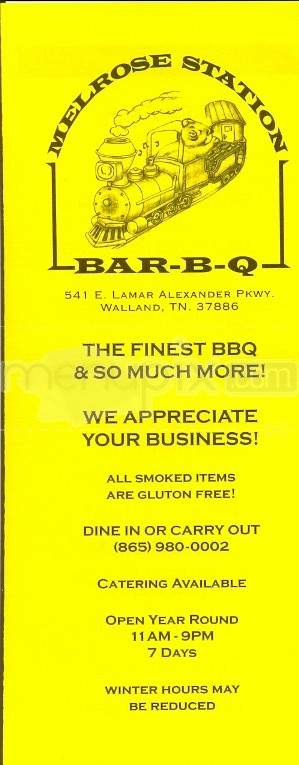 Melrose Station BBQ - Walland, TN menu_pic